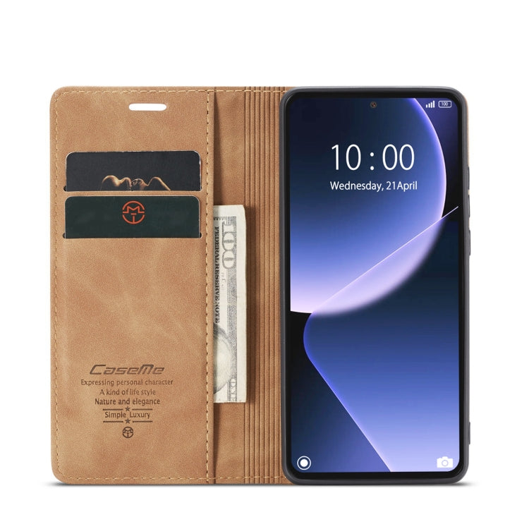 For Xiaomi 13T/13T Pro CaseMe 013 Multifunctional Horizontal Flip Leather Phone Case(Brown) - Xiaomi Cases by CaseMe | Online Shopping UK | buy2fix