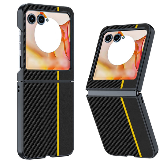 For Motorola Razr 50 Ultra-thin Carbon Fiber Texture Printing Phone Case(Black Yellow) - Motorola Cases by buy2fix | Online Shopping UK | buy2fix