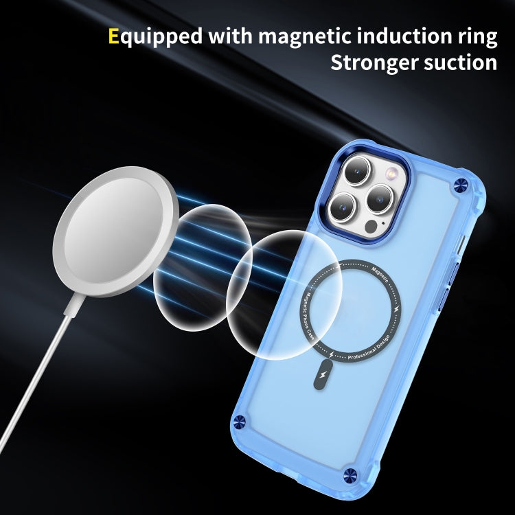 For iPhone 16 Pro Max Skin Feel TPU + PC MagSafe Magnetic Phone Case(Transparent Blue) - iPhone 16 Pro Max Cases by buy2fix | Online Shopping UK | buy2fix