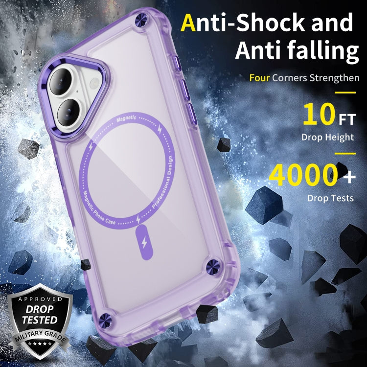 For iPhone 16 Plus Skin Feel TPU + PC MagSafe Magnetic Phone Case(Transparent Purple) - iPhone 16 Plus Cases by buy2fix | Online Shopping UK | buy2fix