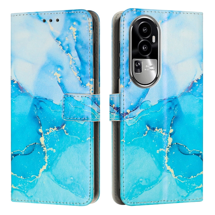 For OPPO Reno10 Pro+ Painted Marble Pattern Leather Phone Case(Blue Green) - OPPO Cases by buy2fix | Online Shopping UK | buy2fix