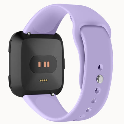 For Fitbit Versa 2 / Fitbit Versa / Fitbit Versa Lite Solid Color Silicone Watch Band, Size:L(Pink Purple) - Watch Bands by buy2fix | Online Shopping UK | buy2fix