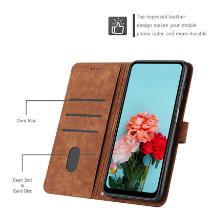 For Infinix Note 40 Pro 4G / 5G Skin Feel Stripe Pattern Leather Phone Case with Lanyard(Brown) - Infinix Cases by buy2fix | Online Shopping UK | buy2fix