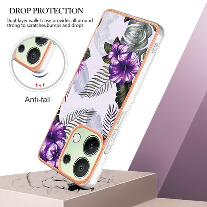 For Xiaomi Redmi Note 13 4G Global Electroplating IMD TPU Phone Case(Purple Flower) - Note 13 Cases by buy2fix | Online Shopping UK | buy2fix