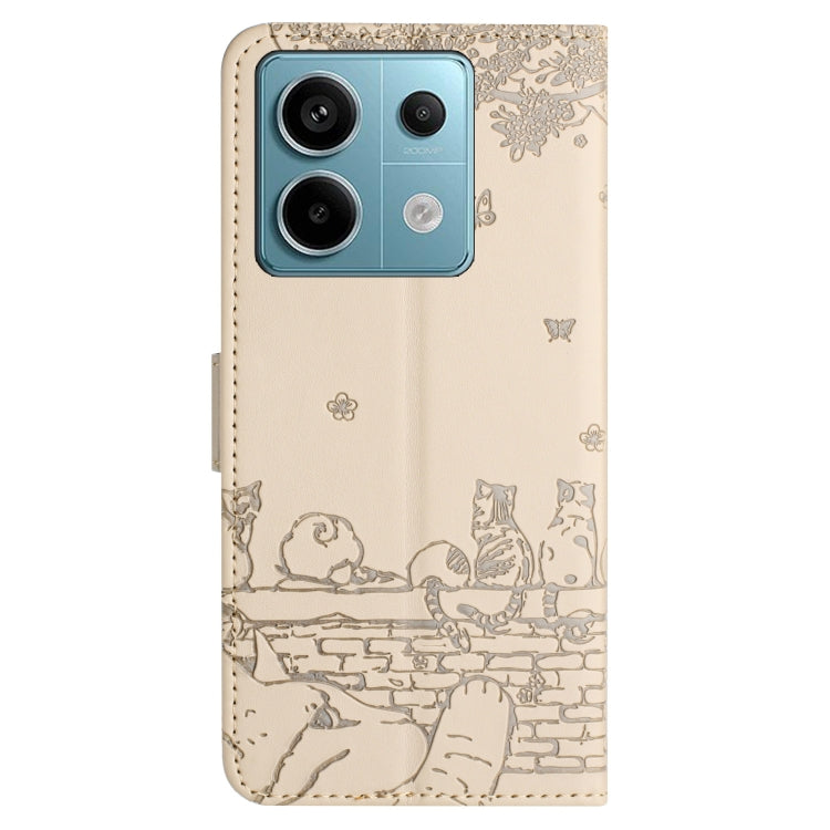 For Xiaomi Redmi Note 13 Pro 5G Cat Embossing Pattern Leather Phone Case with Lanyard(Beige) - Note 13 Pro Cases by buy2fix | Online Shopping UK | buy2fix