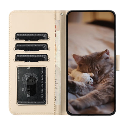 For Xiaomi Redmi Note 13 Pro 5G Cat Embossing Pattern Leather Phone Case with Lanyard(Beige) - Note 13 Pro Cases by buy2fix | Online Shopping UK | buy2fix