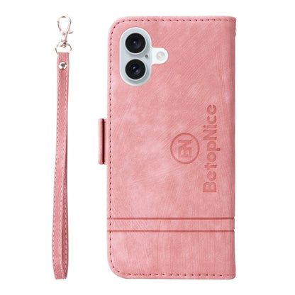 For iPhone 16 Plus BETOPNICE Dual-side Buckle Leather Phone Case(Pink) - iPhone 16 Plus Cases by BETOPNICE | Online Shopping UK | buy2fix