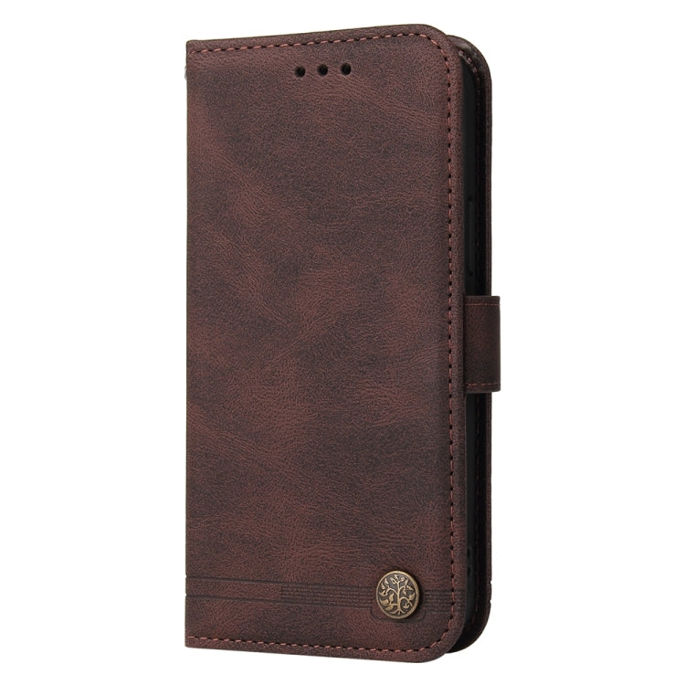 For iPhone 16 Plus Skin Feel Life Tree Leather Phone Case(Brown) - iPhone 16 Plus Cases by buy2fix | Online Shopping UK | buy2fix