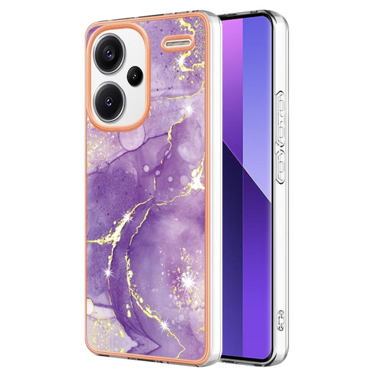 For Xiaomi Redmi Note 13 Pro+ 5G Electroplating Marble Dual-side IMD Phone Case(Purple 002) - Note 13 Pro+ Cases by buy2fix | Online Shopping UK | buy2fix