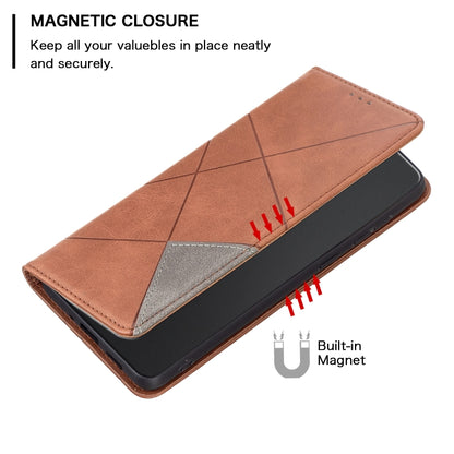 For iPhone 16 Pro Max Rhombus Texture Magnetic Leather Phone Case(Brown) - iPhone 16 Pro Max Cases by buy2fix | Online Shopping UK | buy2fix