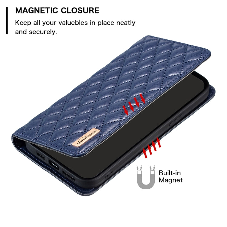 For iPhone 16 Pro Diamond Lattice Magnetic Leather Flip Phone Case(Blue) - iPhone 16 Pro Cases by buy2fix | Online Shopping UK | buy2fix