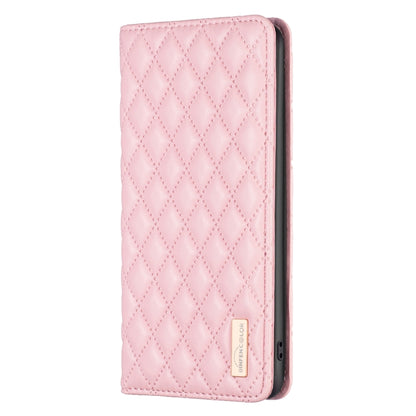 For iPhone 16 Diamond Lattice Magnetic Leather Flip Phone Case(Pink) - iPhone 16 Cases by buy2fix | Online Shopping UK | buy2fix