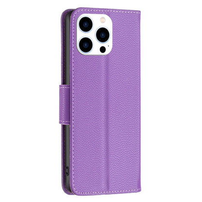 For iPhone 16 Pro Max Litchi Texture Pure Color Flip Leather Phone Case(Purple) - iPhone 16 Pro Max Cases by buy2fix | Online Shopping UK | buy2fix