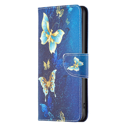 For iPhone 16 Plus Colored Drawing Pattern Flip Leather Phone Case(Gold Butterfly) - iPhone 16 Plus Cases by buy2fix | Online Shopping UK | buy2fix