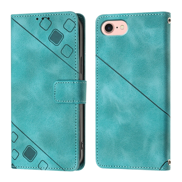 For iPhone SE 2024 Skin-feel Embossed Leather Phone Case(Green) - More iPhone Cases by buy2fix | Online Shopping UK | buy2fix