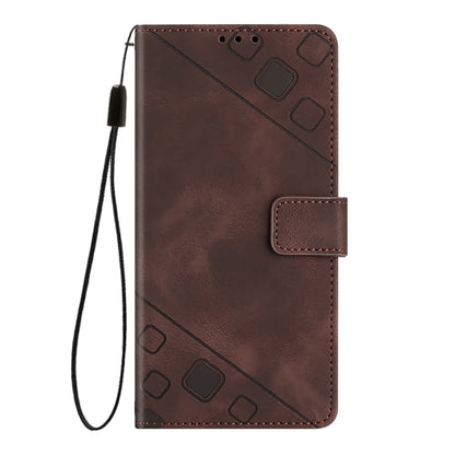 For iPhone SE 2024 Skin-feel Embossed Leather Phone Case(Brown) - More iPhone Cases by buy2fix | Online Shopping UK | buy2fix