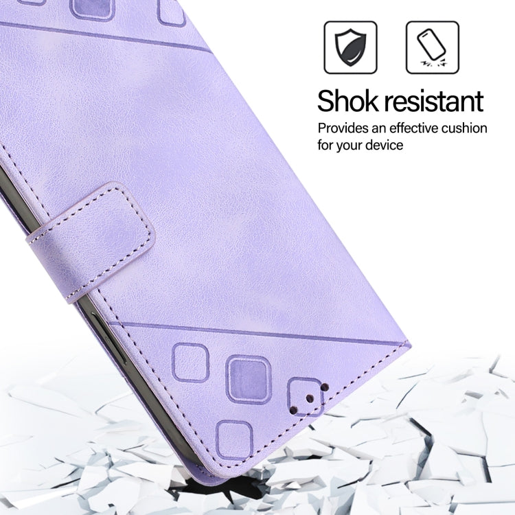 For iPhone 16 Pro Max Skin-feel Embossed Leather Phone Case(Light Purple) - iPhone 16 Pro Max Cases by buy2fix | Online Shopping UK | buy2fix