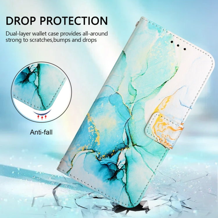 For iPhone 16 Plus PT003 Marble Pattern Flip Leather Phone Case(Green LS003) - iPhone 16 Plus Cases by buy2fix | Online Shopping UK | buy2fix