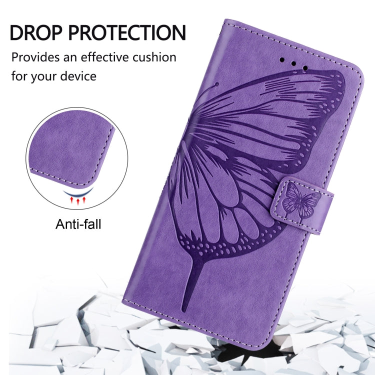 For iPhone SE 2024 Embossed Butterfly Leather Phone Case(Light Purple) - More iPhone Cases by buy2fix | Online Shopping UK | buy2fix