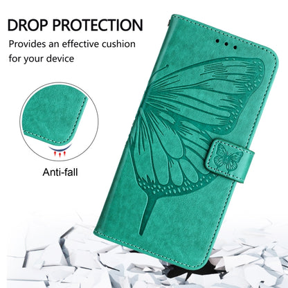 For iPhone 16 Plus Embossed Butterfly Leather Phone Case(Green) - iPhone 16 Plus Cases by buy2fix | Online Shopping UK | buy2fix