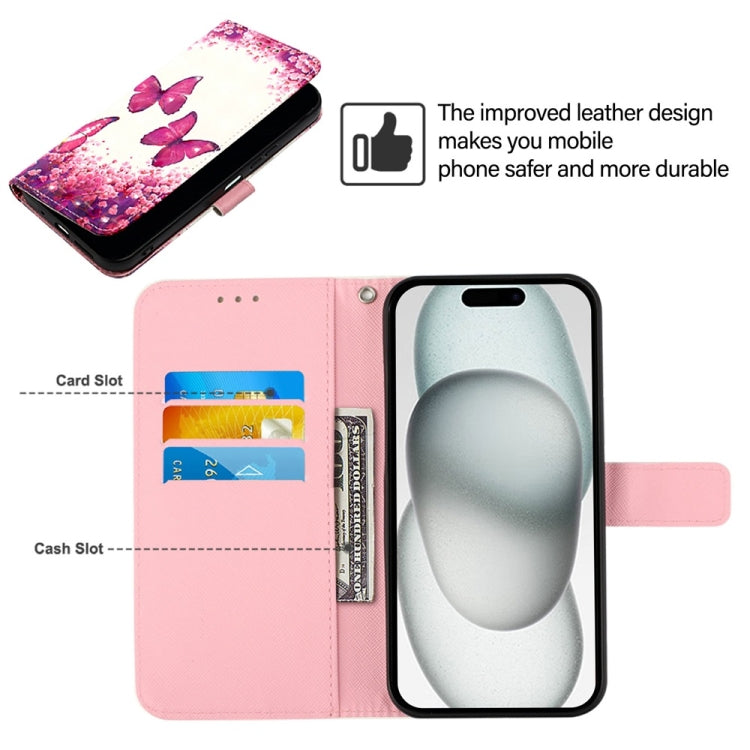 For iPhone 16 3D Painting Horizontal Flip Leather Phone Case(Rose Butterfly) - iPhone 16 Cases by buy2fix | Online Shopping UK | buy2fix