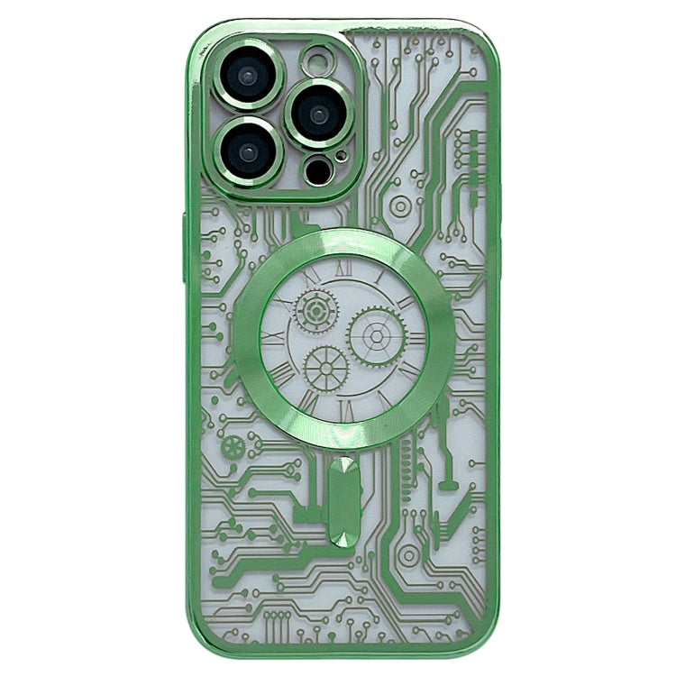 For iPhone 13 Pro Electroplated Circuit Board Pattern MagSafe Phone Case(Green) - iPhone 13 Pro Cases by buy2fix | Online Shopping UK | buy2fix