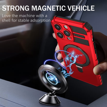 For iPhone 14 Pro Max MagSafe Magnetic Holder Phone Case(Red) - iPhone 14 Pro Max Cases by buy2fix | Online Shopping UK | buy2fix