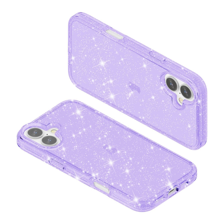 For iPhone 16 Plus Shockproof Terminator Glitter Powder Phone Case(Purple) - iPhone 16 Plus Cases by buy2fix | Online Shopping UK | buy2fix