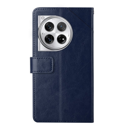 For OnePlus 12 5G Global Y-shaped Pattern Flip Leather Phone Case(Blue) - OnePlus Cases by buy2fix | Online Shopping UK | buy2fix