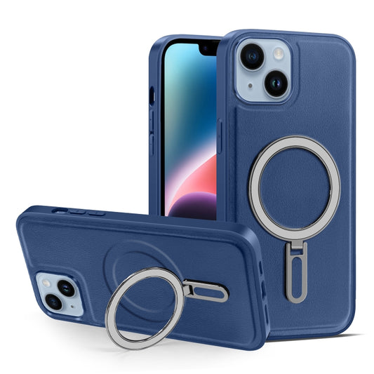 For iPhone 14 MagSafe Magnetic Holder Phone Case(Royal Blue) - iPhone 14 Cases by buy2fix | Online Shopping UK | buy2fix