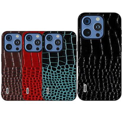 For iPhone 16 Pro Max ABEEL Genuine Leather Crocodile Pattern Black Edge Phone Case(Red) - iPhone 16 Pro Max Cases by buy2fix | Online Shopping UK | buy2fix