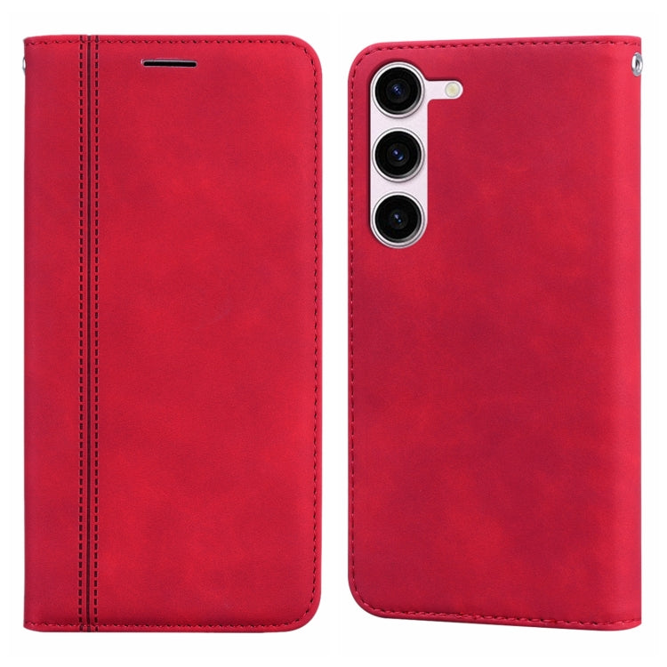 For Samsung Galaxy S24 Frosted Business Magnetic Horizontal Flip PU Phone Case(Red) - Galaxy S24 5G Cases by buy2fix | Online Shopping UK | buy2fix