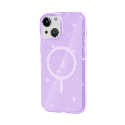 For iPhone 15 Plus Terminator Style Glitter Powder MagSafe Magnetic Phone Case(Purple) - iPhone 15 Plus Cases by buy2fix | Online Shopping UK | buy2fix