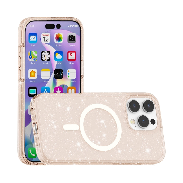 For iPhone 16 Pro Max Terminator Style Glitter Powder MagSafe Magnetic Phone Case(Gold) - iPhone 16 Pro Max Cases by buy2fix | Online Shopping UK | buy2fix