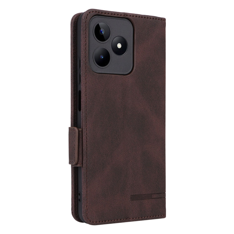 For Realme C53 4G / Narzo N53 4G Magnetic Clasp Leather Phone Case(Brown) - Realme Cases by buy2fix | Online Shopping UK | buy2fix
