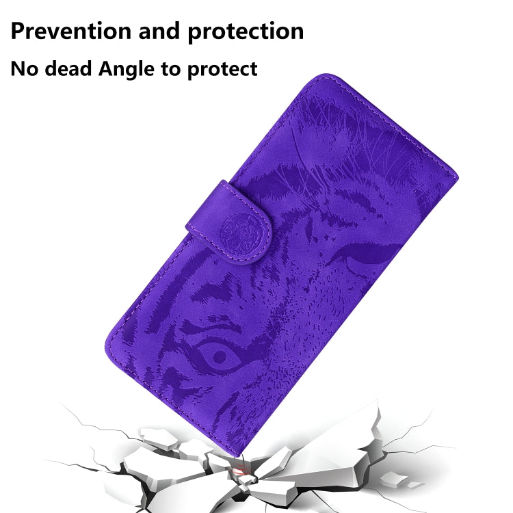 For Samsung Galaxy S23 FE 5G Tiger Embossing Pattern Flip Leather Phone Case(Purple) - Galaxy S23 FE 5G Cases by buy2fix | Online Shopping UK | buy2fix