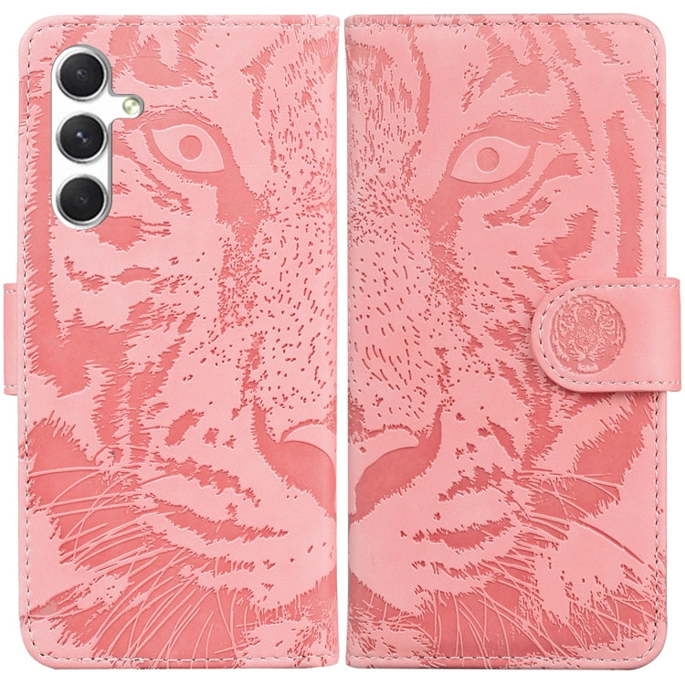 For Samsung Galaxy S24 5G Tiger Embossing Pattern Flip Leather Phone Case(Pink) - Galaxy S24 5G Cases by buy2fix | Online Shopping UK | buy2fix