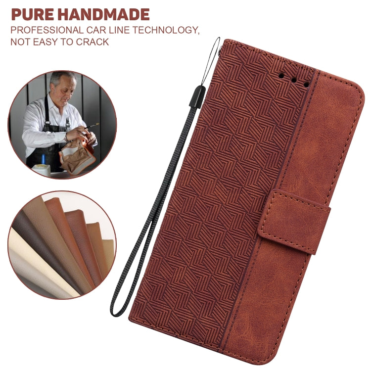 For iPhone SE 2024 Geometric Embossed Leather Phone Case(Brown) - More iPhone Cases by buy2fix | Online Shopping UK | buy2fix