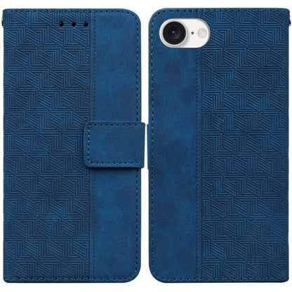 For iPhone SE 2024 Geometric Embossed Leather Phone Case(Blue) - More iPhone Cases by buy2fix | Online Shopping UK | buy2fix