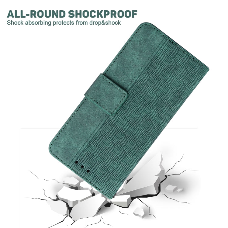 For Xiaomi Redmi Note 13 Pro 4G Geometric Embossed Leather Phone Case(Green) - Note 13 Pro Cases by buy2fix | Online Shopping UK | buy2fix