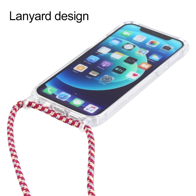 For iPhone 16 Transparent Acrylic Airbag Shockproof Phone Protective Case with Lanyard(Claret) - iPhone 16 Cases by buy2fix | Online Shopping UK | buy2fix