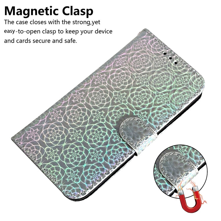 For iPhone 16 Pro Max Colorful Magnetic Buckle Leather Phone Case(Silver) - iPhone 16 Pro Max Cases by buy2fix | Online Shopping UK | buy2fix