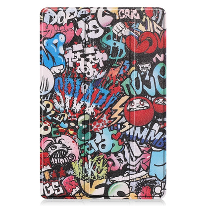 For Samsung Galaxy Tab S9 Custer Painted 3-Fold Holder Smart Leather Tablet Case(Graffiti) - Galaxy Tab S9 Cases by buy2fix | Online Shopping UK | buy2fix