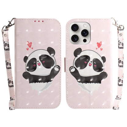 For iPhone 16 Pro Max 3D Colored Horizontal Flip Leather Phone Case(Heart Panda) - iPhone 16 Pro Max Cases by buy2fix | Online Shopping UK | buy2fix