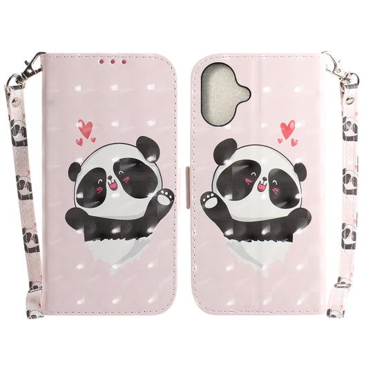 For iPhone 16 3D Colored Horizontal Flip Leather Phone Case(Heart Panda) - iPhone 16 Cases by buy2fix | Online Shopping UK | buy2fix