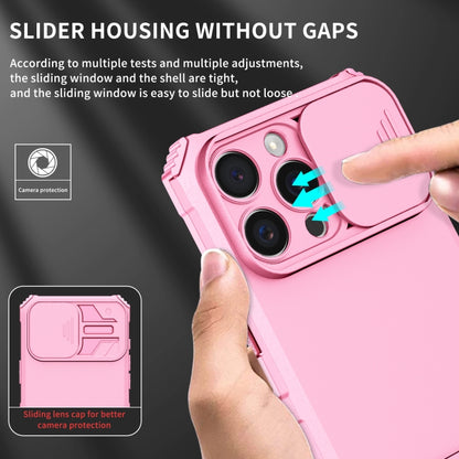 For iPhone 16 Pro Max Stereoscopic Holder Sliding Camshield Phone Case(Pink) - iPhone 16 Pro Max Cases by buy2fix | Online Shopping UK | buy2fix