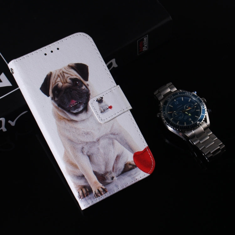 For iPhone 16 Pro Coloured Drawing Flip Leather Phone Case(Pug) - iPhone 16 Pro Cases by buy2fix | Online Shopping UK | buy2fix