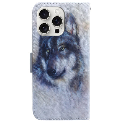 For iPhone 16 Pro Max Coloured Drawing Flip Leather Phone Case(White Wolf) - iPhone 16 Pro Max Cases by buy2fix | Online Shopping UK | buy2fix