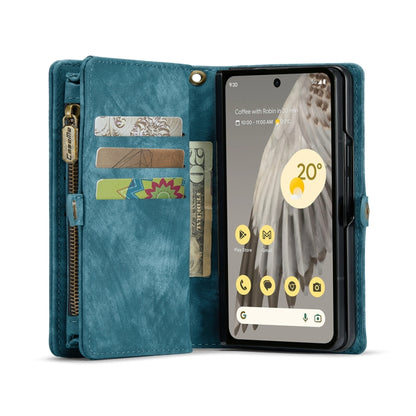 For Google Pixel Fold CaseMe 008 Detachable Multifunctional Retro Frosted Horizontal Flip Phone Leather Case with Zipper Wallet(Blue) - Google Cases by CaseMe | Online Shopping UK | buy2fix