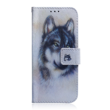 For Samsung Galaxy M55 Coloured Drawing Flip Leather Phone Case(White Wolf) - Galaxy Phone Cases by buy2fix | Online Shopping UK | buy2fix